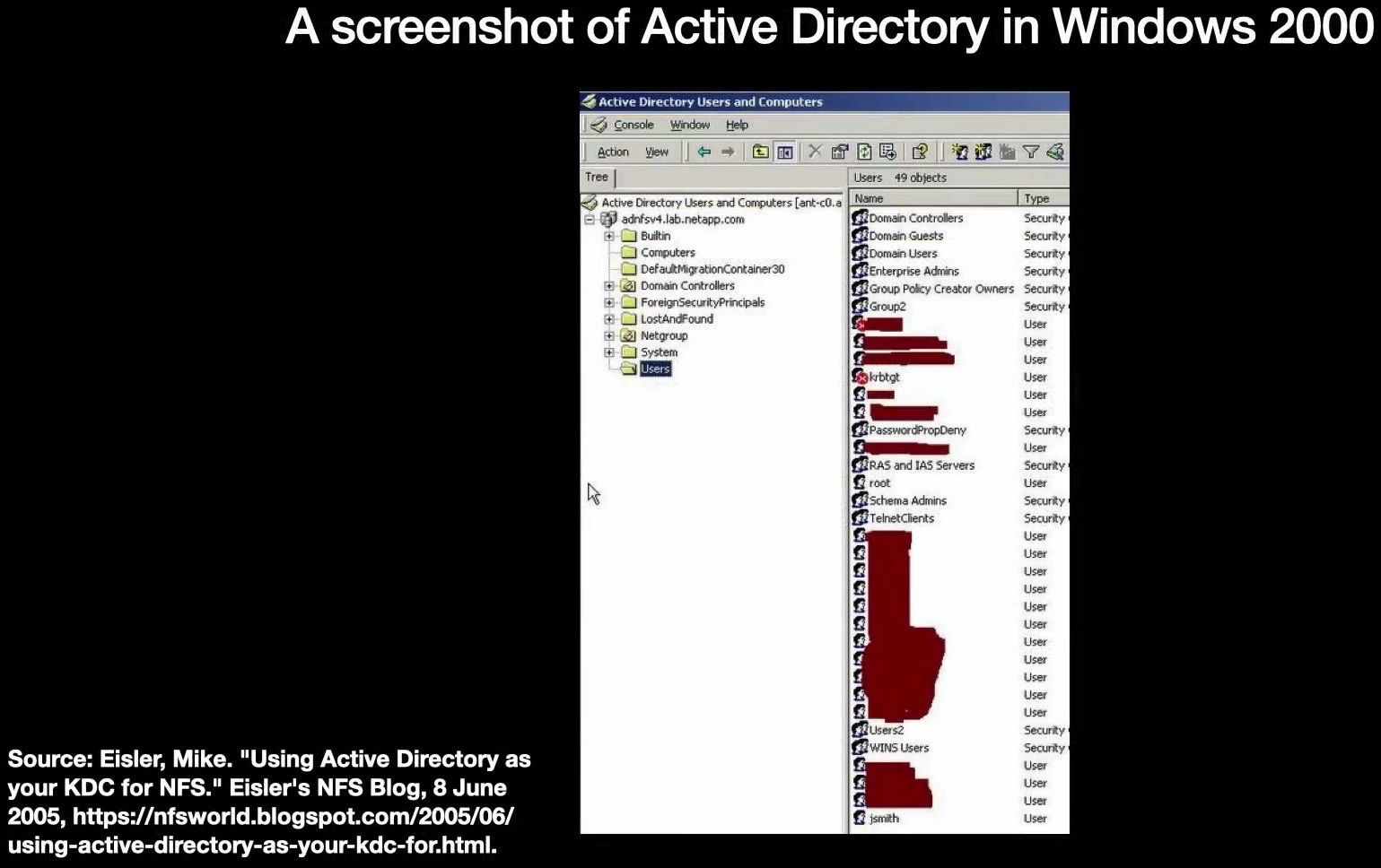 Windows 2000 的 Active Directory 管理界面