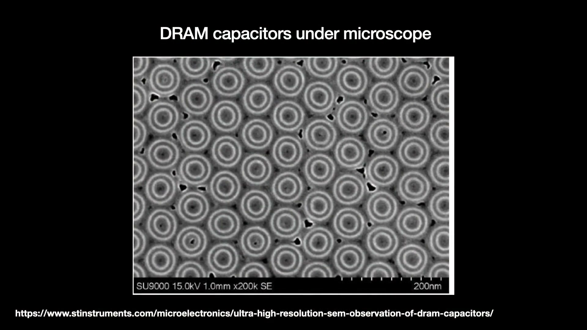 DRAM 电容阵列显微图